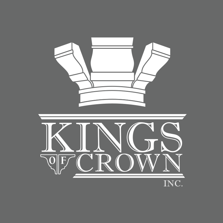 Kings of Crown logo with stylized crown design on gray.