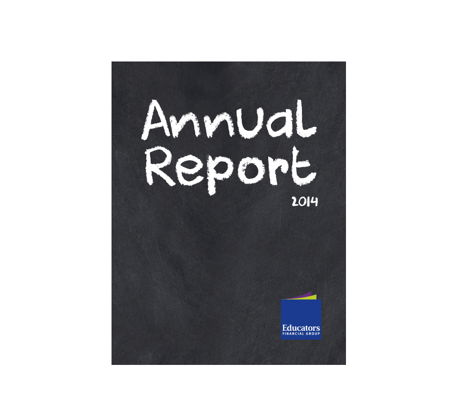 Annual Report 2014 cover, chalkboard style design.